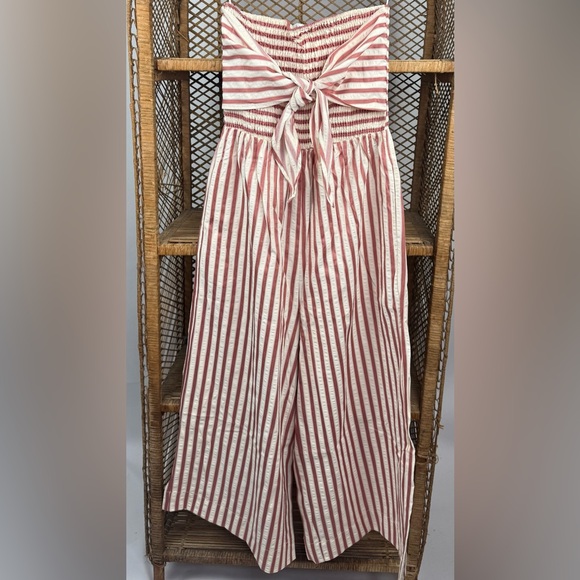 Bishop + Young Elva Strapless Tie Front Jumpsuit Pink Stripe M NWT - Picture 5 of 7